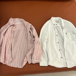 Zara Kids Pink and White Button Down Shirts